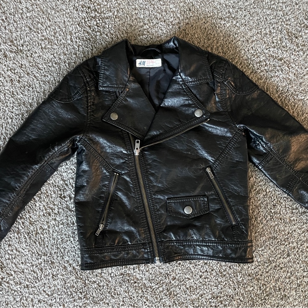 H&M Kids Faux Leather Jacket in Black